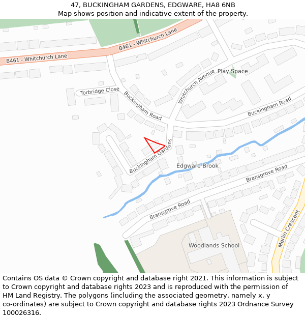 47, BUCKINGHAM GARDENS, EDGWARE, HA8 6NB: Location map and indicative extent of plot