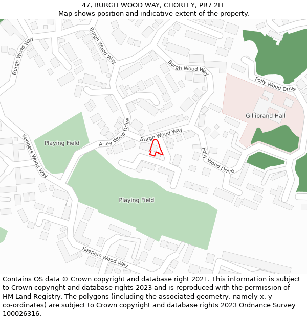 47, BURGH WOOD WAY, CHORLEY, PR7 2FF: Location map and indicative extent of plot