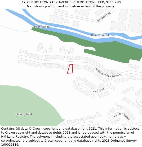 47, CHEDDLETON PARK AVENUE, CHEDDLETON, LEEK, ST13 7NS: Location map and indicative extent of plot