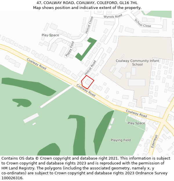 47, COALWAY ROAD, COALWAY, COLEFORD, GL16 7HL: Location map and indicative extent of plot