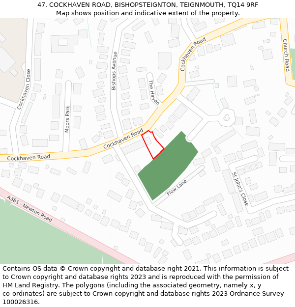 47, COCKHAVEN ROAD, BISHOPSTEIGNTON, TEIGNMOUTH, TQ14 9RF: Location map and indicative extent of plot
