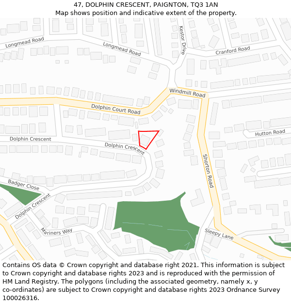 47, DOLPHIN CRESCENT, PAIGNTON, TQ3 1AN: Location map and indicative extent of plot