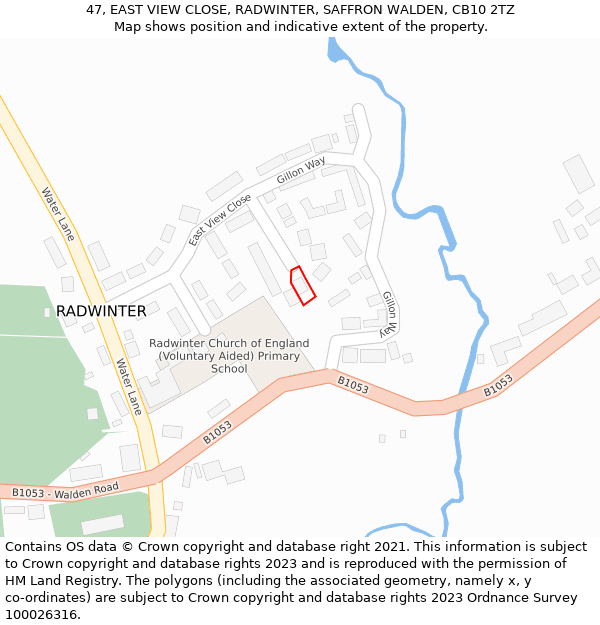 47, EAST VIEW CLOSE, RADWINTER, SAFFRON WALDEN, CB10 2TZ: Location map and indicative extent of plot