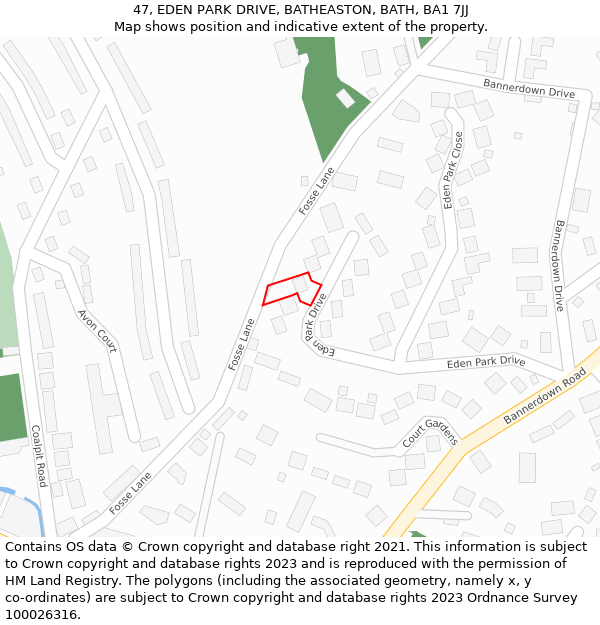 47, EDEN PARK DRIVE, BATHEASTON, BATH, BA1 7JJ: Location map and indicative extent of plot