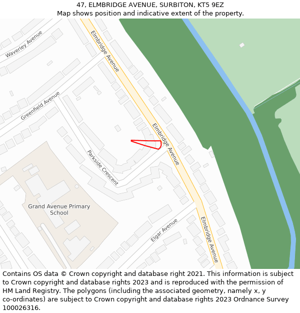 47, ELMBRIDGE AVENUE, SURBITON, KT5 9EZ: Location map and indicative extent of plot