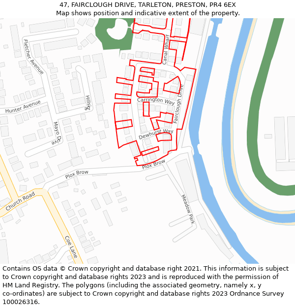 47, FAIRCLOUGH DRIVE, TARLETON, PRESTON, PR4 6EX: Location map and indicative extent of plot