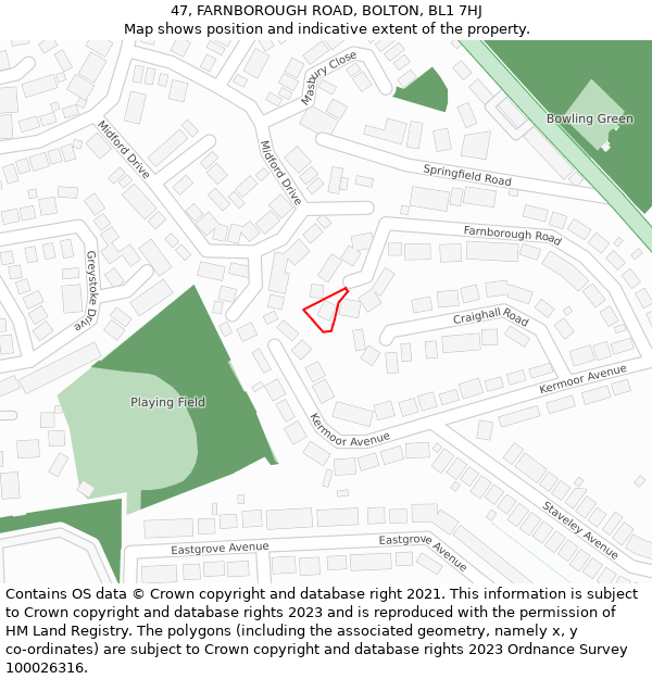 47, FARNBOROUGH ROAD, BOLTON, BL1 7HJ: Location map and indicative extent of plot