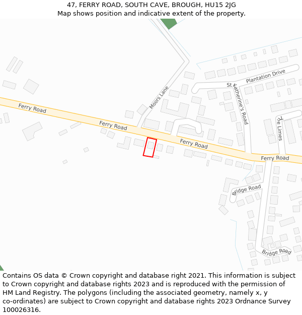 47, FERRY ROAD, SOUTH CAVE, BROUGH, HU15 2JG: Location map and indicative extent of plot