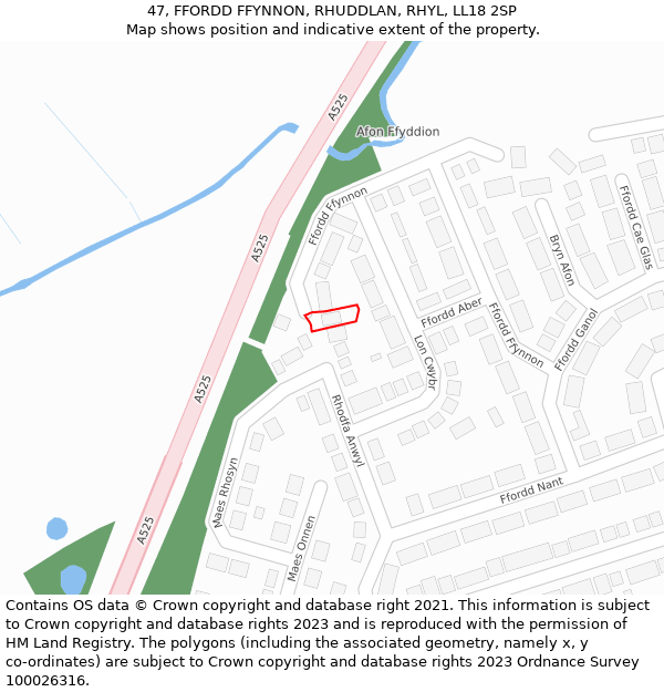 47, FFORDD FFYNNON, RHUDDLAN, RHYL, LL18 2SP: Location map and indicative extent of plot