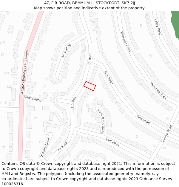 47, FIR ROAD, BRAMHALL, STOCKPORT, SK7 2JJ: Location map and indicative extent of plot