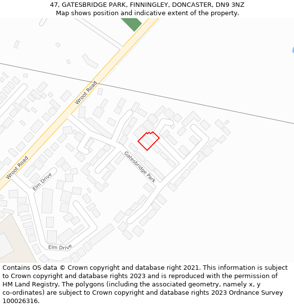 47, GATESBRIDGE PARK, FINNINGLEY, DONCASTER, DN9 3NZ: Location map and indicative extent of plot