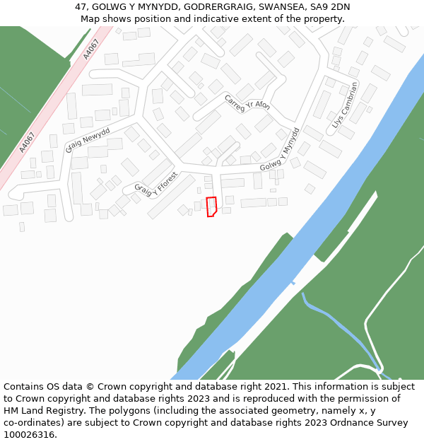47, GOLWG Y MYNYDD, GODRERGRAIG, SWANSEA, SA9 2DN: Location map and indicative extent of plot