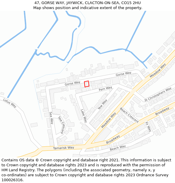 47, GORSE WAY, JAYWICK, CLACTON-ON-SEA, CO15 2HU: Location map and indicative extent of plot