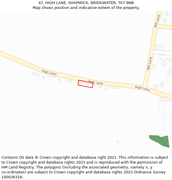 47, HIGH LANE, SHAPWICK, BRIDGWATER, TA7 9NB: Location map and indicative extent of plot
