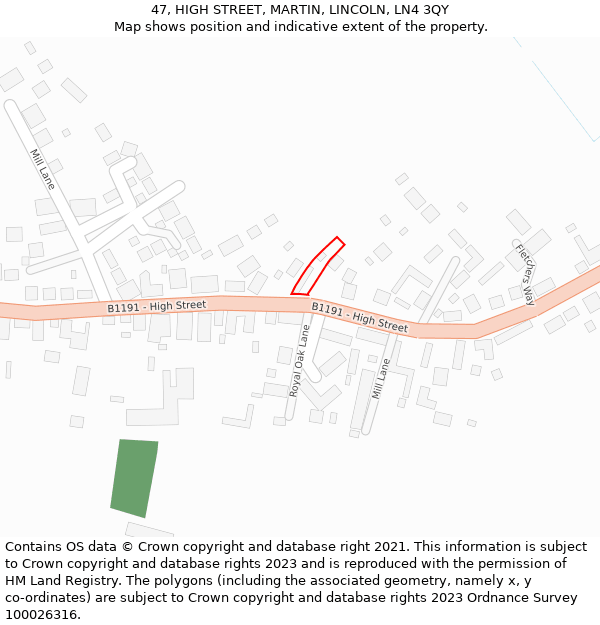 47, HIGH STREET, MARTIN, LINCOLN, LN4 3QY: Location map and indicative extent of plot