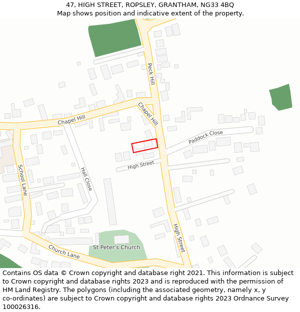 47, HIGH STREET, ROPSLEY, GRANTHAM, NG33 4BQ: Location map and indicative extent of plot