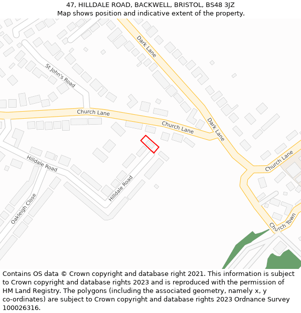 47, HILLDALE ROAD, BACKWELL, BRISTOL, BS48 3JZ: Location map and indicative extent of plot