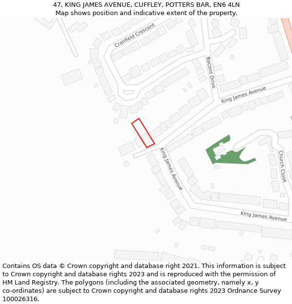 47, KING JAMES AVENUE, CUFFLEY, POTTERS BAR, EN6 4LN: Location map and indicative extent of plot
