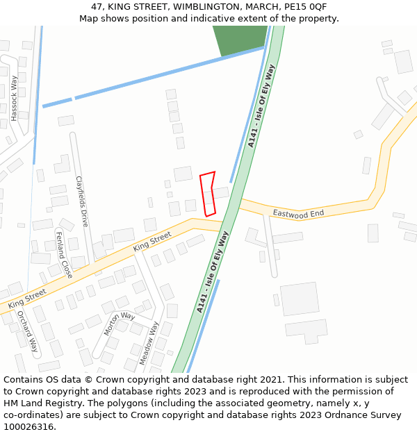 47, KING STREET, WIMBLINGTON, MARCH, PE15 0QF: Location map and indicative extent of plot