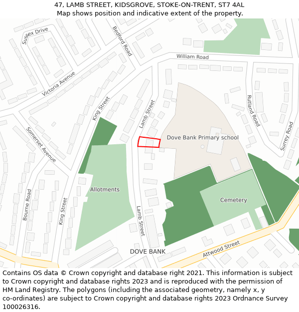 47, LAMB STREET, KIDSGROVE, STOKE-ON-TRENT, ST7 4AL: Location map and indicative extent of plot