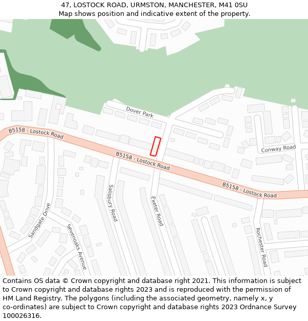 47, LOSTOCK ROAD, URMSTON, MANCHESTER, M41 0SU: Location map and indicative extent of plot