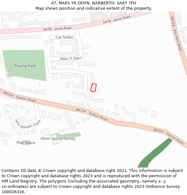 47, MAES YR ODYN, NARBERTH, SA67 7FH: Location map and indicative extent of plot