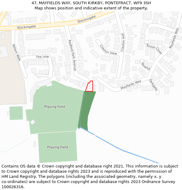 47, MAYFIELDS WAY, SOUTH KIRKBY, PONTEFRACT, WF9 3SH: Location map and indicative extent of plot