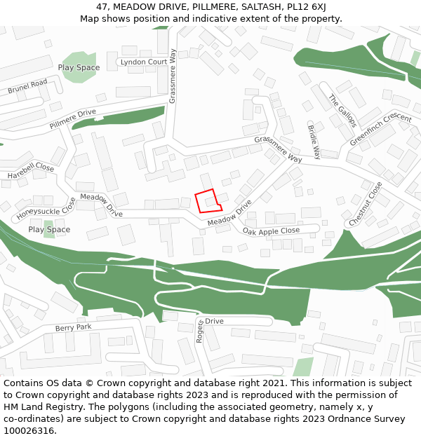 47, MEADOW DRIVE, PILLMERE, SALTASH, PL12 6XJ: Location map and indicative extent of plot