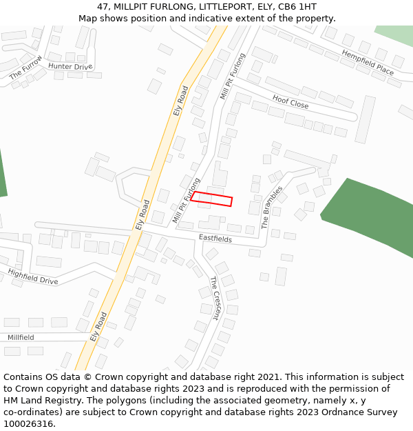 47, MILLPIT FURLONG, LITTLEPORT, ELY, CB6 1HT: Location map and indicative extent of plot