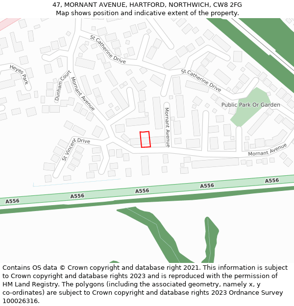 47, MORNANT AVENUE, HARTFORD, NORTHWICH, CW8 2FG: Location map and indicative extent of plot