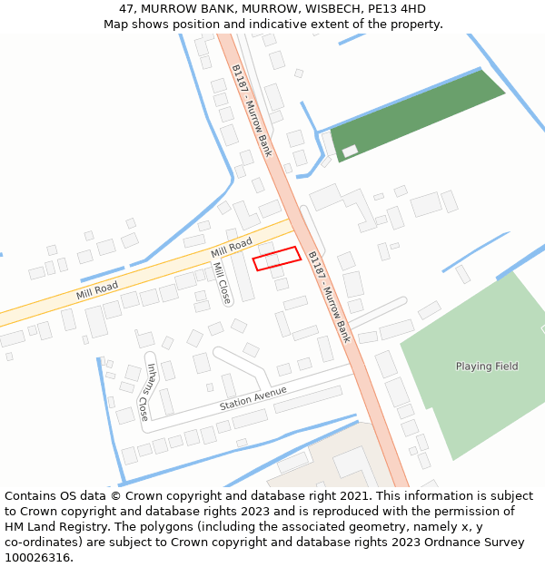 47, MURROW BANK, MURROW, WISBECH, PE13 4HD: Location map and indicative extent of plot