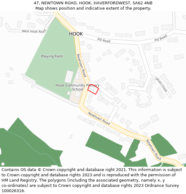 47, NEWTOWN ROAD, HOOK, HAVERFORDWEST, SA62 4NB: Location map and indicative extent of plot