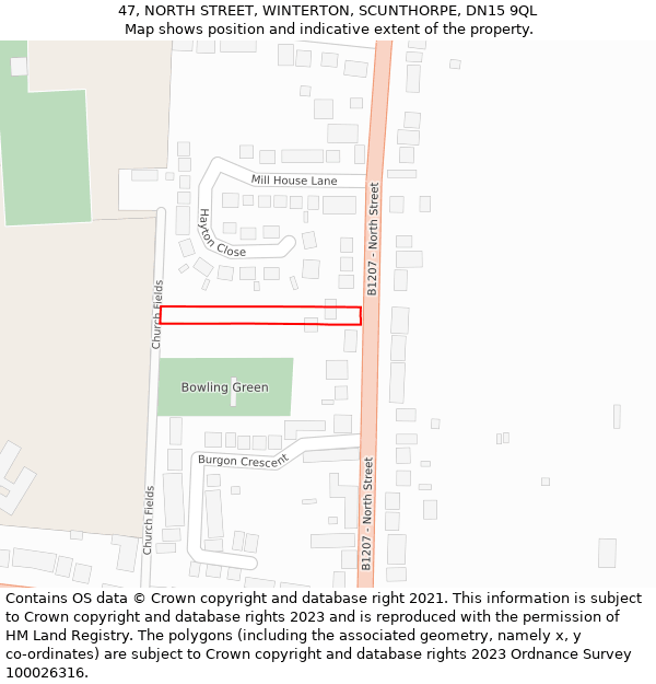 47, NORTH STREET, WINTERTON, SCUNTHORPE, DN15 9QL: Location map and indicative extent of plot