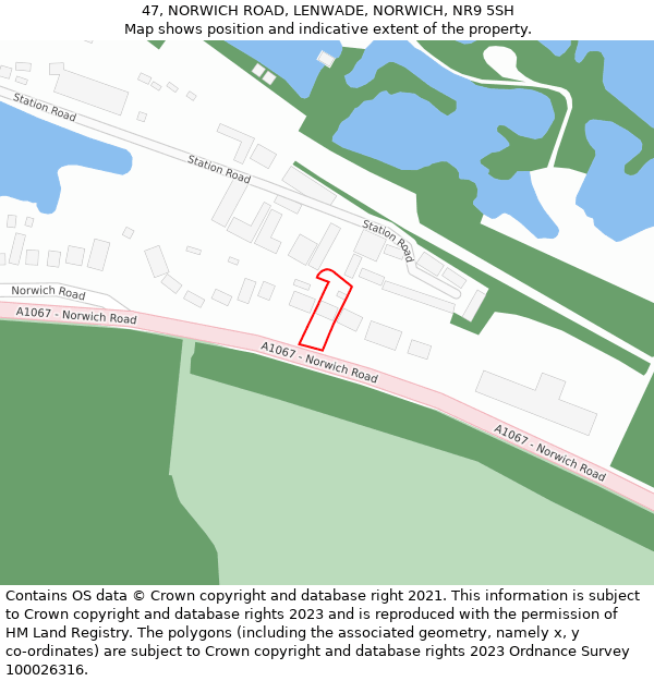 47, NORWICH ROAD, LENWADE, NORWICH, NR9 5SH: Location map and indicative extent of plot