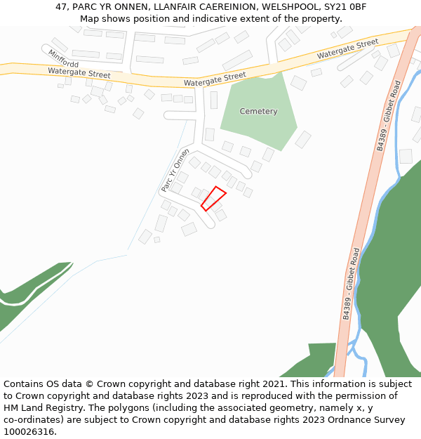 47, PARC YR ONNEN, LLANFAIR CAEREINION, WELSHPOOL, SY21 0BF: Location map and indicative extent of plot