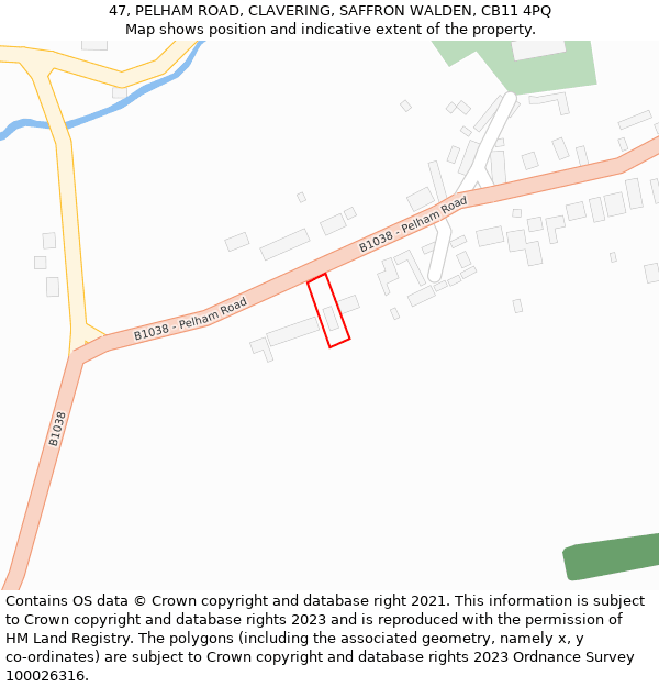 47, PELHAM ROAD, CLAVERING, SAFFRON WALDEN, CB11 4PQ: Location map and indicative extent of plot