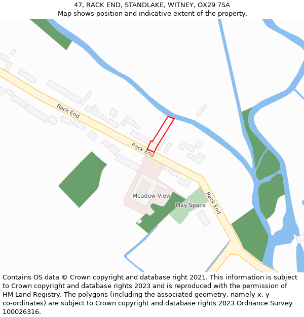 47, RACK END, STANDLAKE, WITNEY, OX29 7SA: Location map and indicative extent of plot