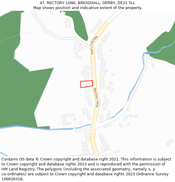 47, RECTORY LANE, BREADSALL, DERBY, DE21 5LL: Location map and indicative extent of plot