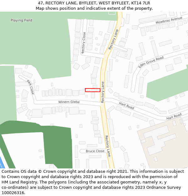 47, RECTORY LANE, BYFLEET, WEST BYFLEET, KT14 7LR: Location map and indicative extent of plot