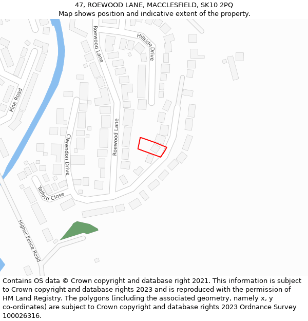 47, ROEWOOD LANE, MACCLESFIELD, SK10 2PQ: Location map and indicative extent of plot