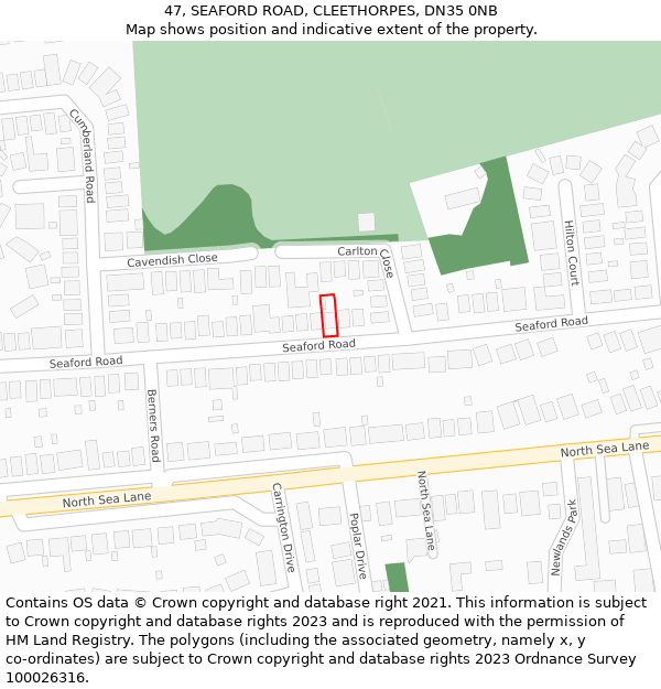 47, SEAFORD ROAD, CLEETHORPES, DN35 0NB: Location map and indicative extent of plot