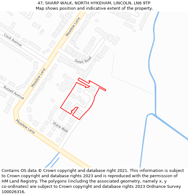 47, SHARP WALK, NORTH HYKEHAM, LINCOLN, LN6 9TP: Location map and indicative extent of plot