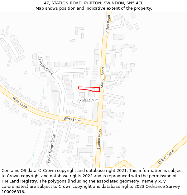 47, STATION ROAD, PURTON, SWINDON, SN5 4EL: Location map and indicative extent of plot