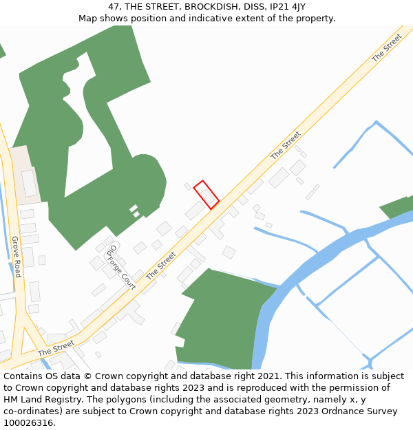 47, THE STREET, BROCKDISH, DISS, IP21 4JY: Location map and indicative extent of plot