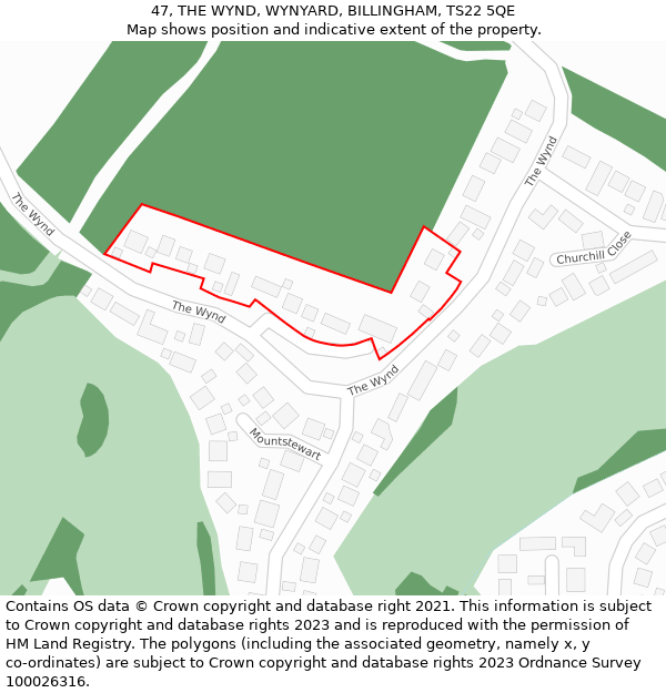 47, THE WYND, WYNYARD, BILLINGHAM, TS22 5QE: Location map and indicative extent of plot