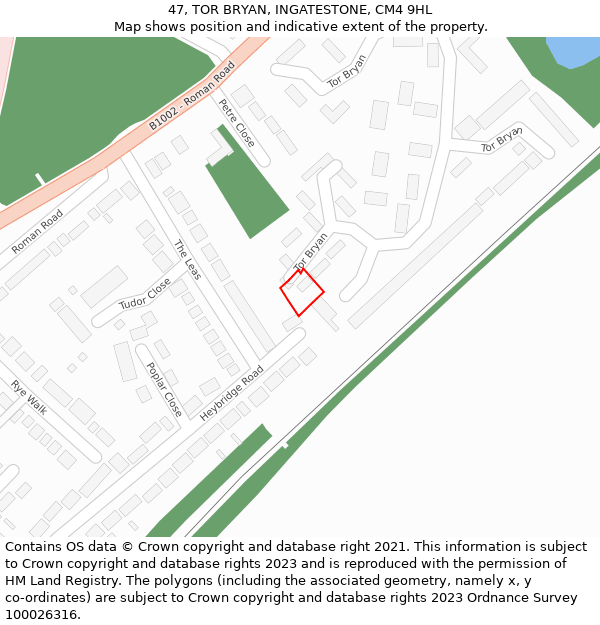 47, TOR BRYAN, INGATESTONE, CM4 9HL: Location map and indicative extent of plot