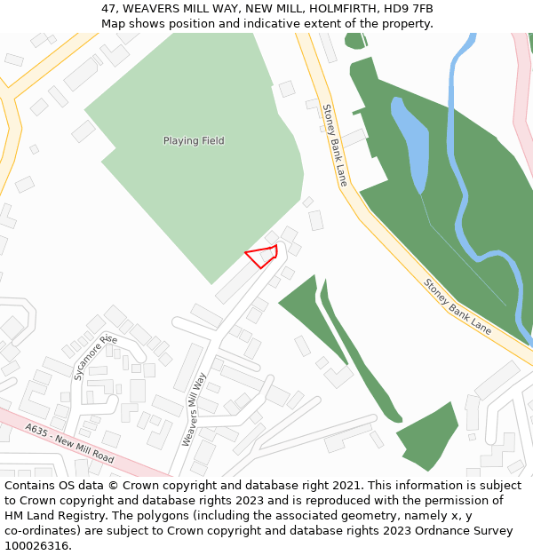 47, WEAVERS MILL WAY, NEW MILL, HOLMFIRTH, HD9 7FB: Location map and indicative extent of plot