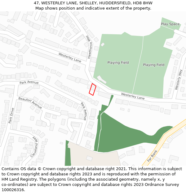 47, WESTERLEY LANE, SHELLEY, HUDDERSFIELD, HD8 8HW: Location map and indicative extent of plot