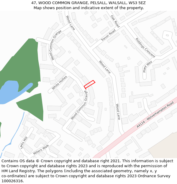47, WOOD COMMON GRANGE, PELSALL, WALSALL, WS3 5EZ: Location map and indicative extent of plot