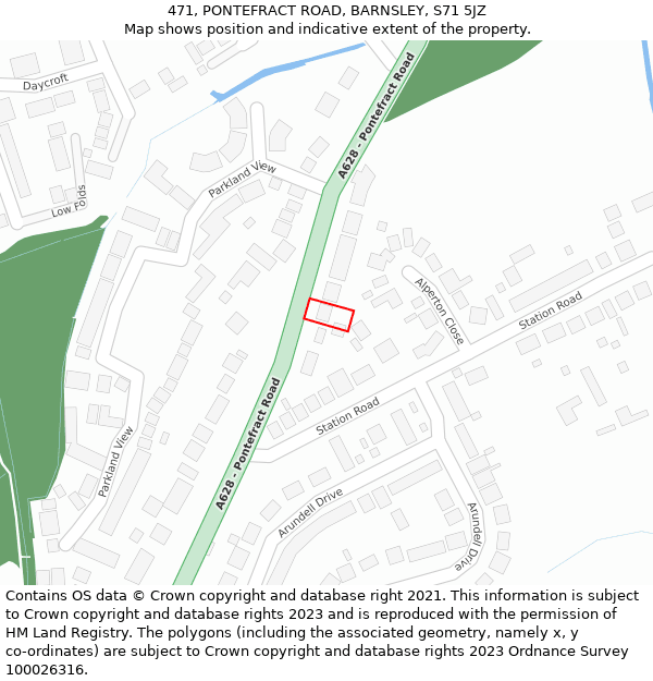 471, PONTEFRACT ROAD, BARNSLEY, S71 5JZ: Location map and indicative extent of plot